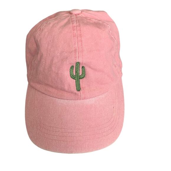 David & Young Pink Distressed Embroidered Cactus Baseball Cap Adjustable - Picture 1 of 6